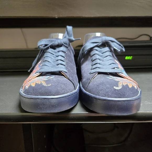 MARC CAIN Women's Navy Printed Suede Sneaker - Picture 5 of 11